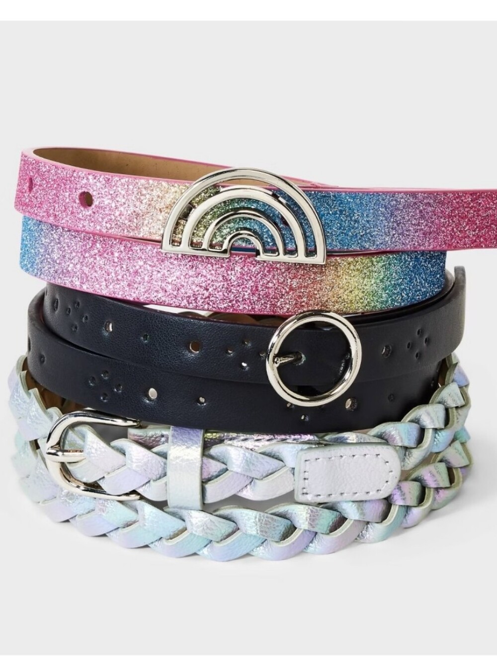 Girls' 3pk Rainbow Belt Set - Cat & Jack S: Adjustable Skinny Belts with Buckle